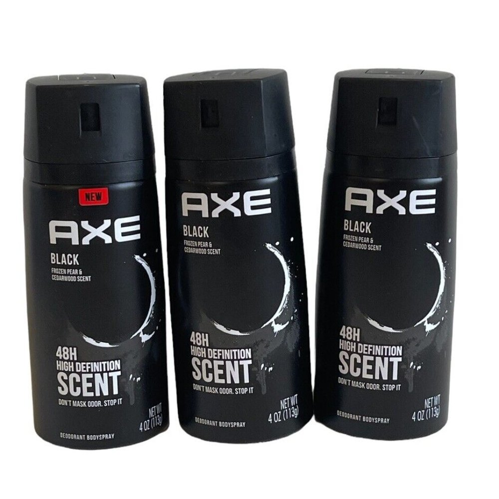 Axe Deodorant Body Spray Black Frozen Pear Cedarwood Scent LOT OF 3
